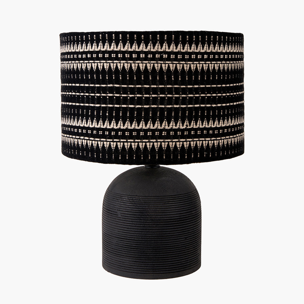 Nelu Black Engraved Wood Dome Table Lamp - Base Only